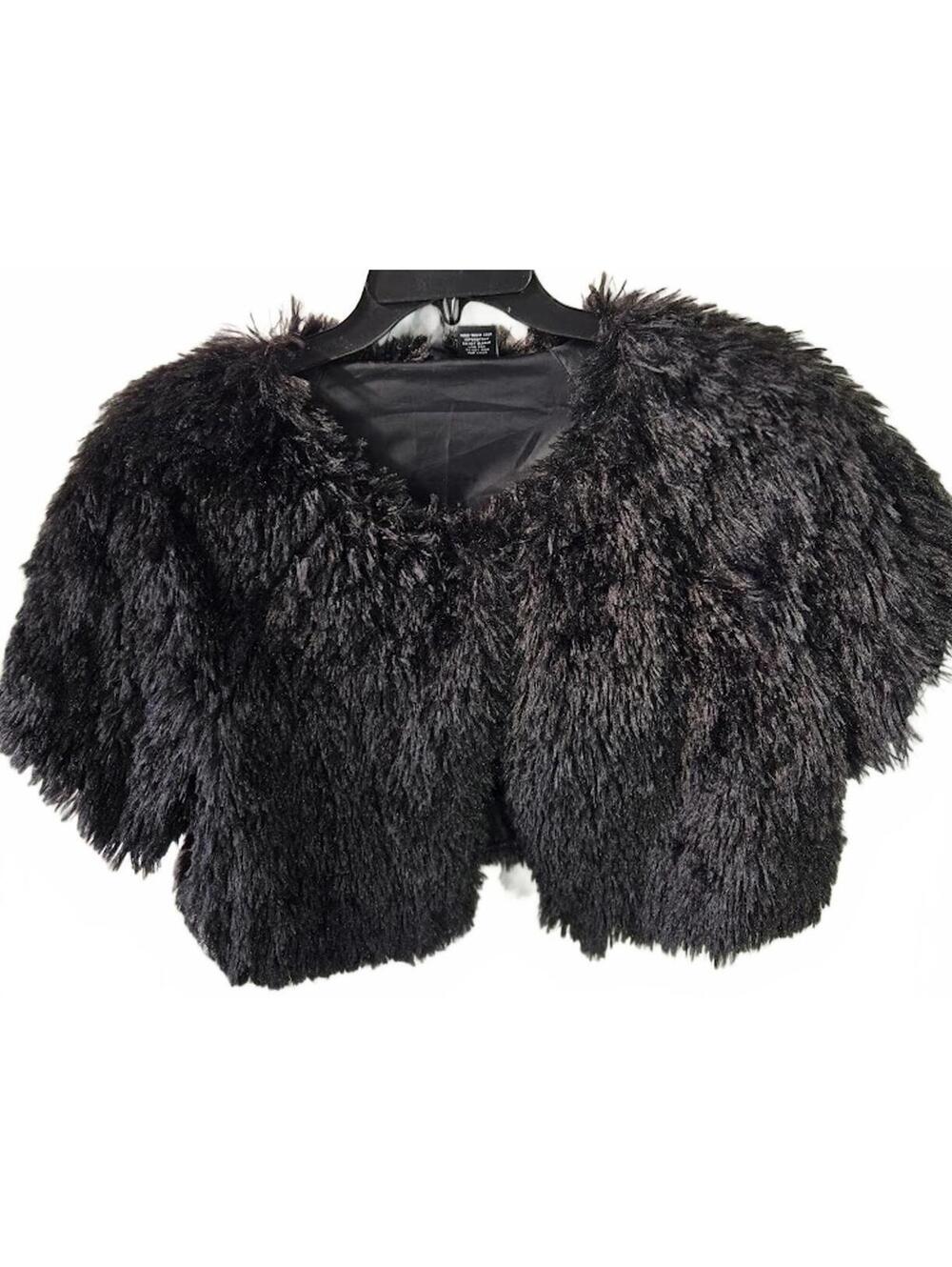 New Directions Black Faux Fur Cropped Jacket XL